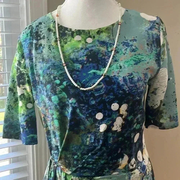 ❤️Host  Picks❤️[S]Rebecca Minkoff Silk Mystic Garden Print S/S Mid Dress - Picture 2 of 12